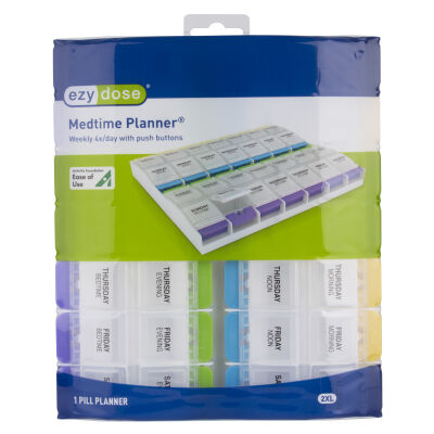 Ezy Dose Push Button Pill Remind 7 day XL Medtime